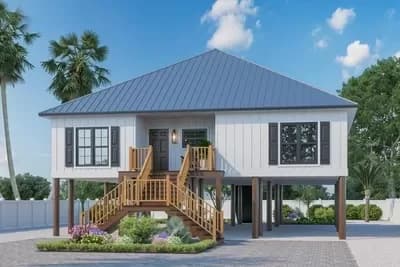 Exclusive Beach Home Plan with Large Rear Deck