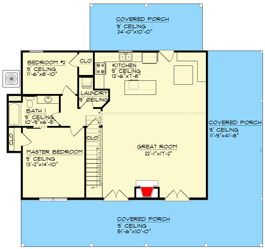 Plan 461009DNN: Exclusive Southern Farmhouse with Loft - Floor Plan - Main Level - Country, Farmhouse, Southern, Traditional