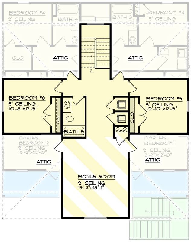 Plan 461012DNN: Exclusive Beach House Plan with 6 Bedrooms - Floor Plan - Upper Level - Beach, Coastal, Low Country, Vacation