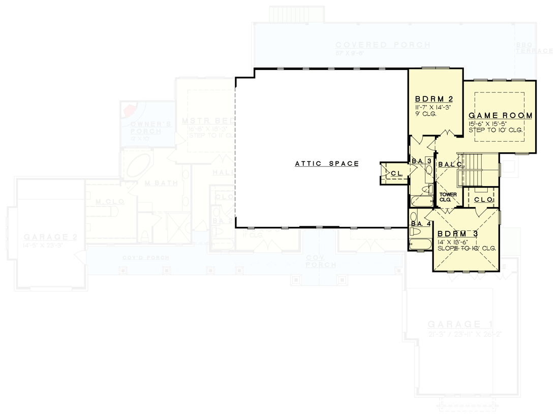 Plan 333006JHB: 2-Story Hill Country Home Plan with Large Covered Porches - Floor Plan - 2nd Floor - European, Hill Country