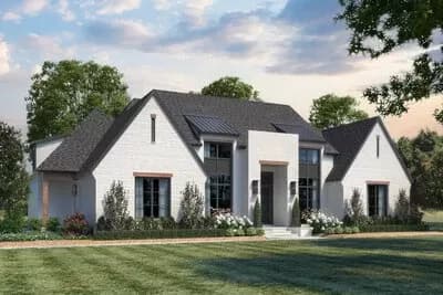 4-Bed Transitional House Plan with Massive Rear Porch and Outdoor Kitchen