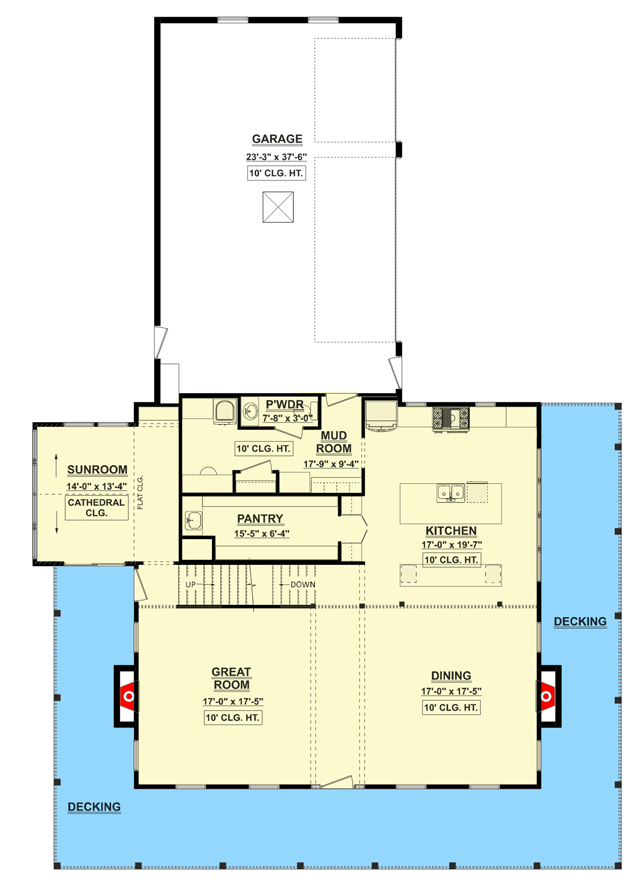 Plan 911014JVD: Master-Up Classic Farmhouse with Wrap Around Porch and Amenities - 3228 Sq Ft - Floor Plan - Main Level - Colonial, Country, Craftsman, Farmhouse, Modern Farmhouse, Southern, Traditional