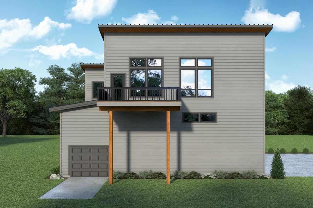 Plan 280163JWD: 4 Bed Modern Apartment Above RV Garage Shop - Image #4 - Contemporary, Modern