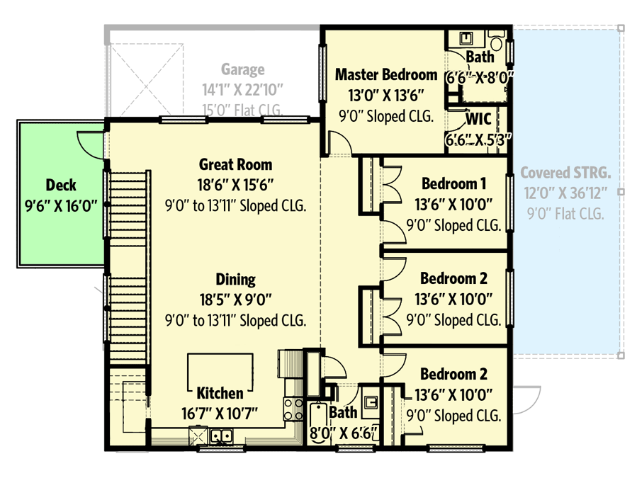 Plan 280163JWD: 4 Bed Modern Apartment Above RV Garage Shop - Floor Plan - 2nd Floor - Contemporary, Modern