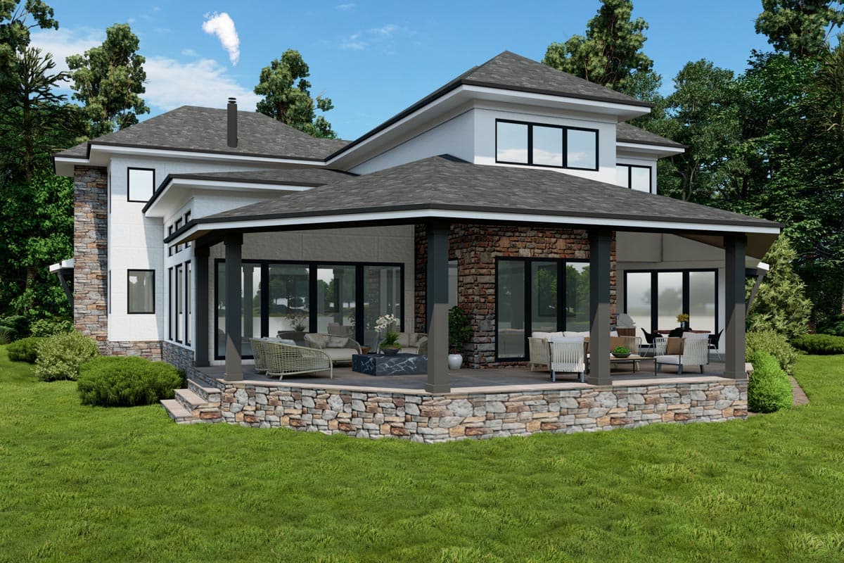 Plan 871013JEN: Contemporary Waterfront House Plan with Office and Large Covered Porch - Image #8 - Coastal, Contemporary, Modern, Mountain, Prairie