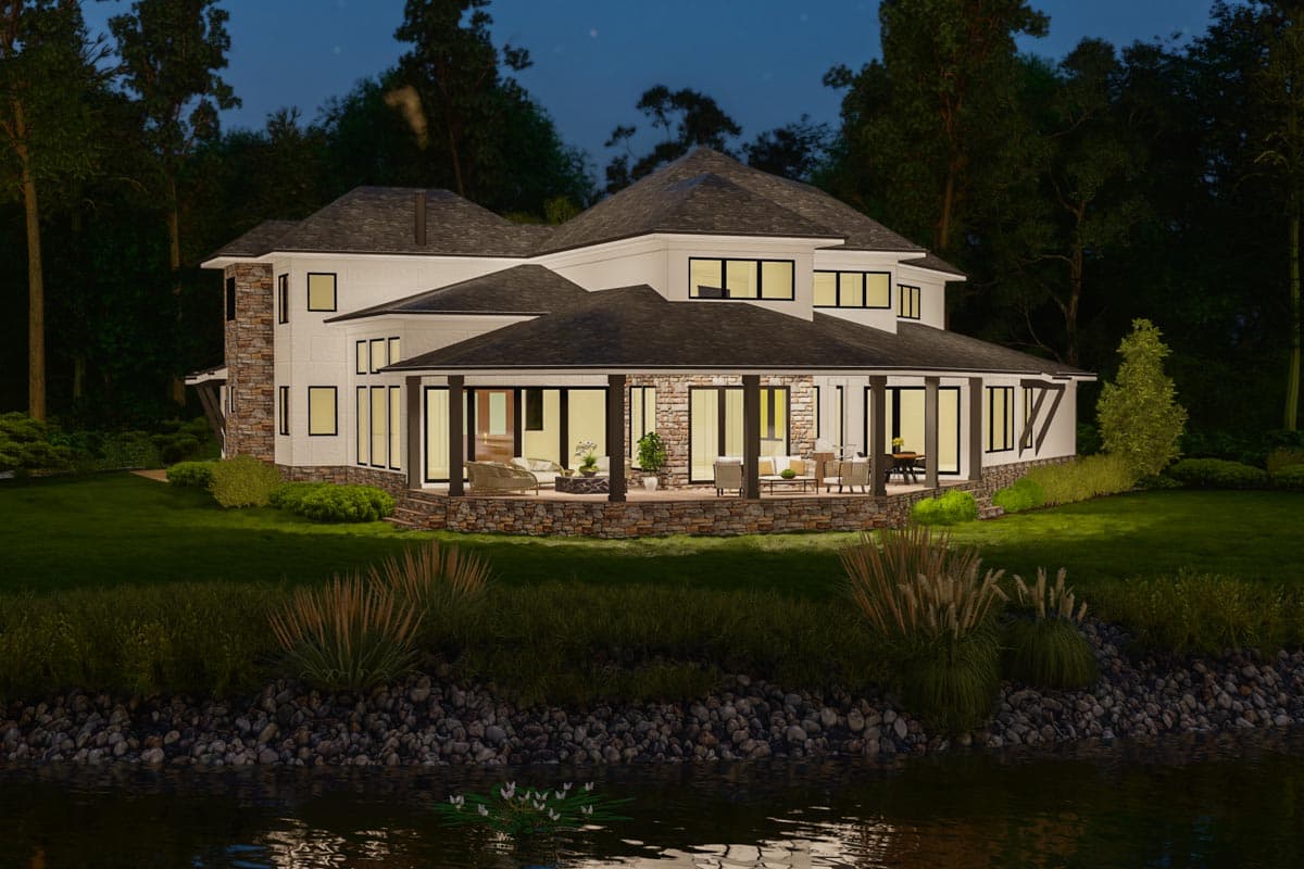 Plan 871013JEN: Contemporary Waterfront House Plan with Office and Large Covered Porch - Image #9 - Coastal, Contemporary, Modern, Mountain, Prairie