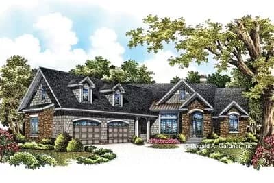 Rustic One-level Home Plan with Courtyard Entry and Octagonal Screen Porch
