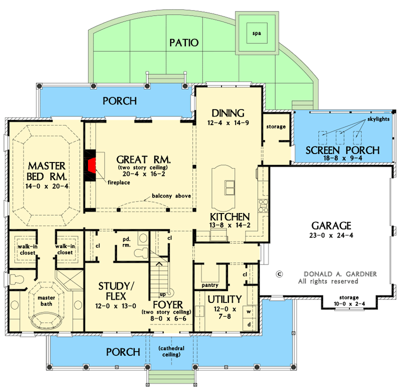 Plan 444251GDN: Classic 2-Story Farmhouse with 3 Porches - Floor Plan - Main Level - Country, Farmhouse, Traditional