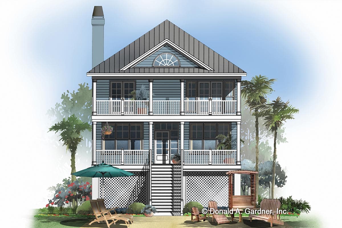 Plan 444229GDN: Southern Coastal Home Plan with Stacked Front and Back Porches - Image #19 - Coastal, Low Country, Southern, Southern Traditional, Vacation