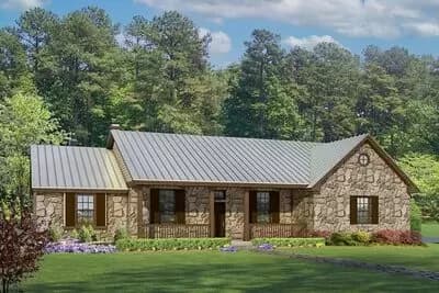 Split-bed Hill Country Home Plan with Flex Space