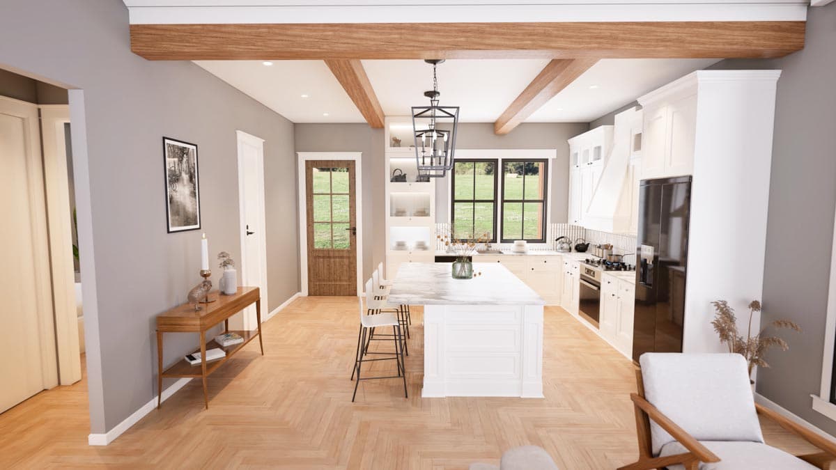 Plan 51886HZ: 2-Bed Farmhouse Cottage House Plan with Vaulted Great Room - 960 Sq Ft - Image #10 - Cabin, Cottage, Country, Craftsman, Farmhouse, Modern Farmhouse, Rustic, Traditional