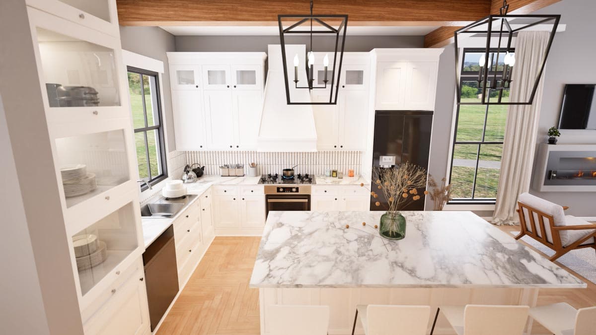 Plan 51886HZ: 2-Bed Farmhouse Cottage House Plan with Vaulted Great Room - 960 Sq Ft - Image #11 - Cabin, Cottage, Country, Craftsman, Farmhouse, Modern Farmhouse, Rustic, Traditional