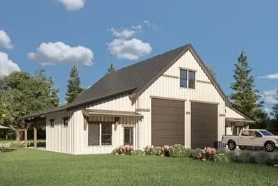 Symmetrical 2-Bed Country Farmhouse ADU with Oversized Garage
