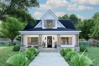 Modern Farmhouse Plan with 2 Beds Down and 2 Beds Up