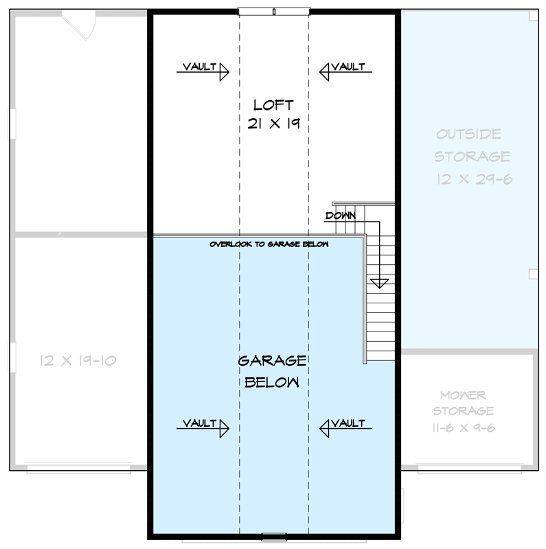 Plan 360092DK: Detached 3-Car Garage with Workshop and Loft - Floor Plan - 2nd Floor - Country, Traditional