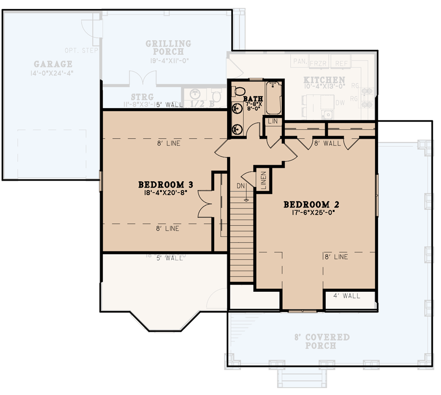 Plan 70734MK: 3-Bed Craftsman Bungalow with Master on Main Level - 2408 Sq Ft - Floor Plan - 2nd Floor - Bungalow, Cottage, Country, Craftsman, Rustic