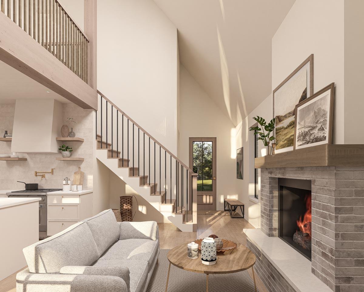 Plan 270055AF: Mountain Cottage with Two-Story Great Room and Loft - 1364 Sq Ft - Image #8 - Cabin, Cottage, Craftsman, Mountain, Rustic