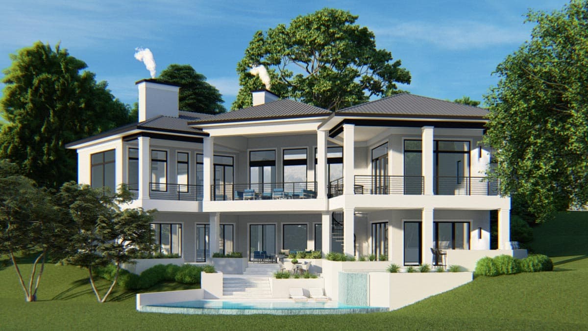 Plan 871014JEN: Contemporary Home with Angled 4-Car Garage and a Finished Walkout Basement - Image #5 - Contemporary, European, Mediterranean, Ranch, Southern, Transitional