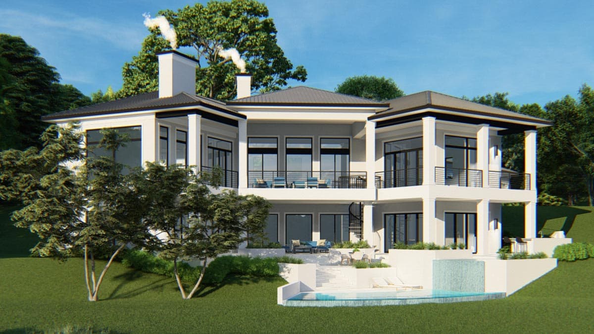 Plan 871014JEN: Contemporary Home with Angled 4-Car Garage and a Finished Walkout Basement - Image #6 - Contemporary, European, Mediterranean, Ranch, Southern, Transitional