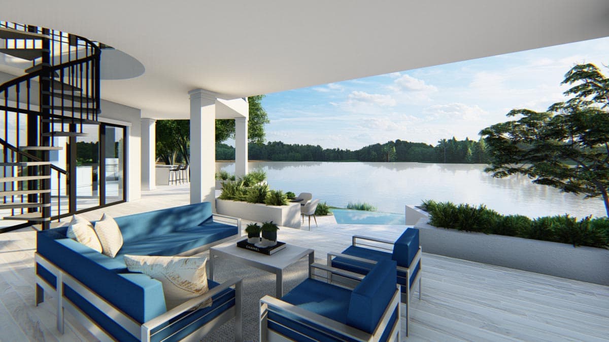 Plan 871014JEN: Contemporary Home with Angled 4-Car Garage and a Finished Walkout Basement - Image #8 - Contemporary, European, Mediterranean, Ranch, Southern, Transitional