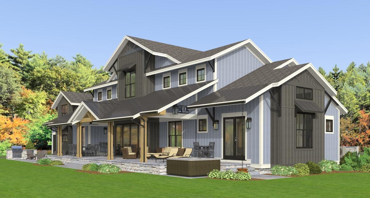 Plan 654015KNA: Exclusive Rustic Modern Farmhouse Plan with 4 or 5 Beds and a 2-Story Great Room - 3187 Sq Ft - Image #5 - Country, Craftsman, Modern Farmhouse, New American