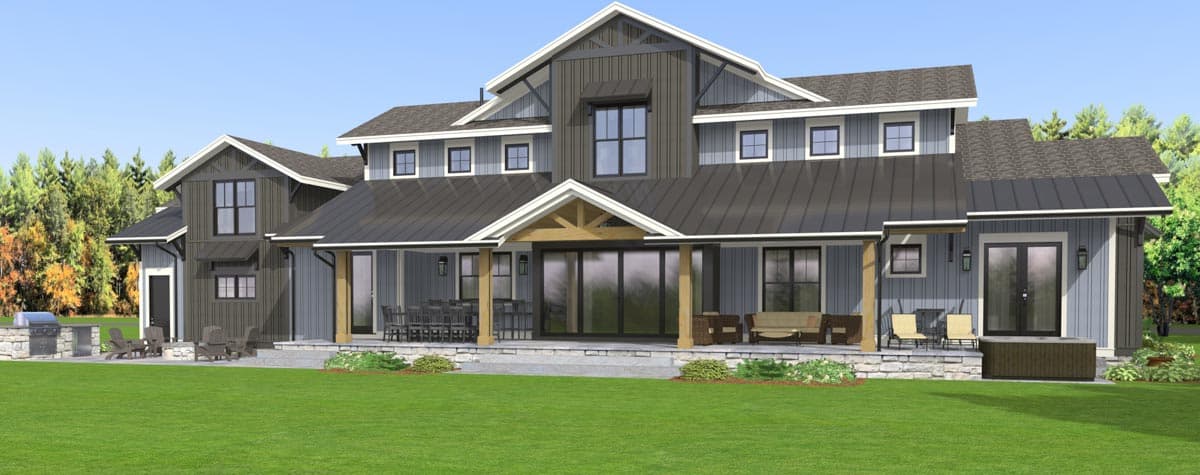 Plan 654015KNA: Exclusive Rustic Modern Farmhouse Plan with 4 or 5 Beds and a 2-Story Great Room - 3187 Sq Ft - Image #6 - Country, Craftsman, Modern Farmhouse, New American