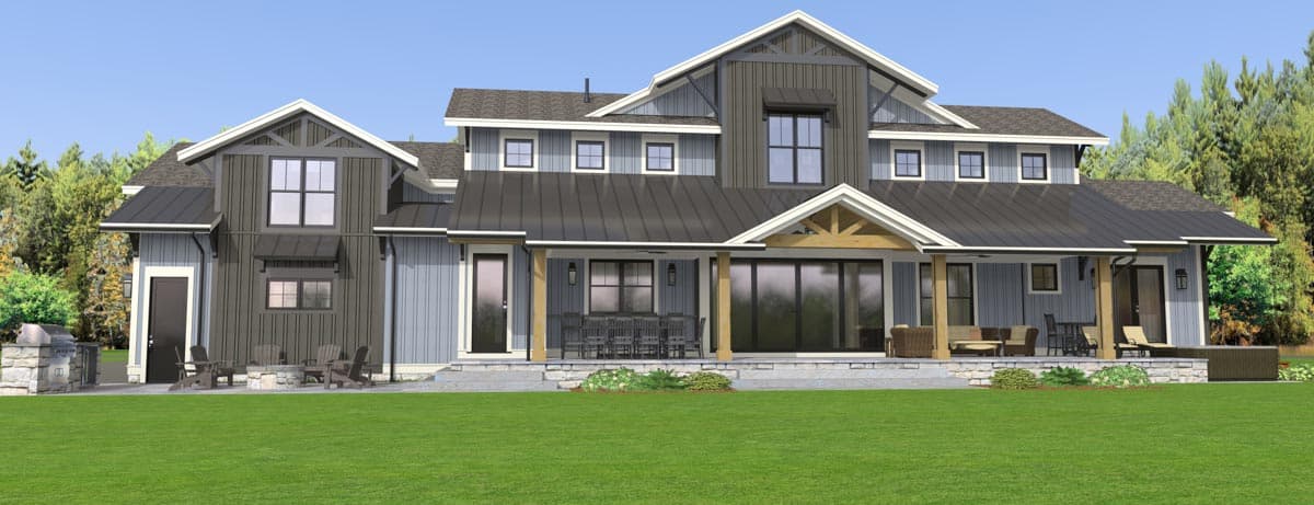 Plan 654015KNA: Exclusive Rustic Modern Farmhouse Plan with 4 or 5 Beds and a 2-Story Great Room - 3187 Sq Ft - Image #9 - Country, Craftsman, Modern Farmhouse, New American