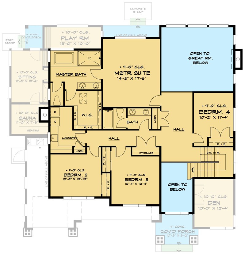 Plan 666142RAF: Contemporary Northwest Home Plan with Sauna - Floor Plan - 2nd Floor - Contemporary, Modern, Northwest, Prairie