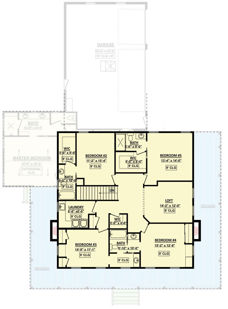 Plan 911015JVD: Master-Down Classic Farmhouse with Wraparound Porch and Amenities - 3485 Sq Ft - Floor Plan - 2nd Floor - Country, Farmhouse, Modern Farmhouse, New American, Traditional