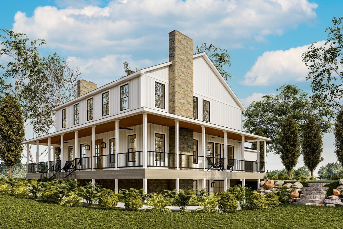 Plan 911015JVD: Master-Down Classic Farmhouse with Wraparound Porch and Amenities - 3485 Sq Ft - Image #5 - Country, Farmhouse, Modern Farmhouse, New American, Traditional