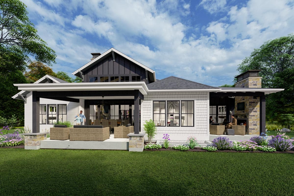 Plan 64521SC: One Story New American House Plan with Vaulted Great Room and Two Covered Patios - 2678 Sq Ft - Image #7 - New American, Prairie, Ranch