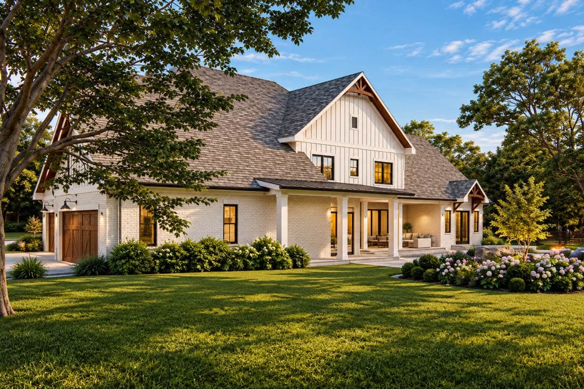 Plan 871017JEN: 5-Bed New American Farmhouse Plan with Master on Main Level - 4559 Sq Ft - Image #3 - Country, Farmhouse, Modern Farmhouse, New American