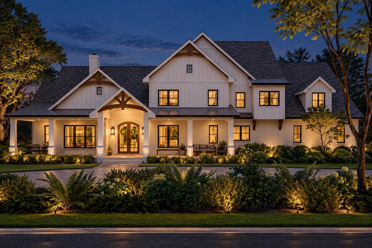 Plan 871017JEN: 5-Bed New American Farmhouse Plan with Master on Main Level - 4559 Sq Ft - Image #2 - Country, Farmhouse, Modern Farmhouse, New American