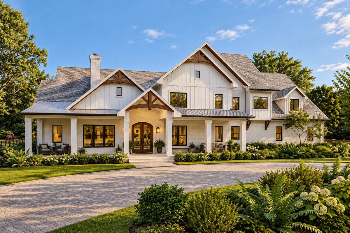 Plan 871017JEN: 5-Bed New American Farmhouse Plan with Master on Main Level - 4559 Sq Ft - Video Cover Image - Country, Farmhouse, Modern Farmhouse, New American