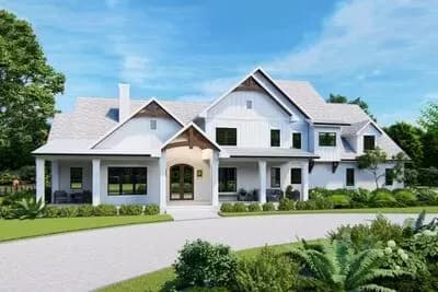5-Bed New American Farmhouse Plan with Master on Main Level - 4559 Sq Ft