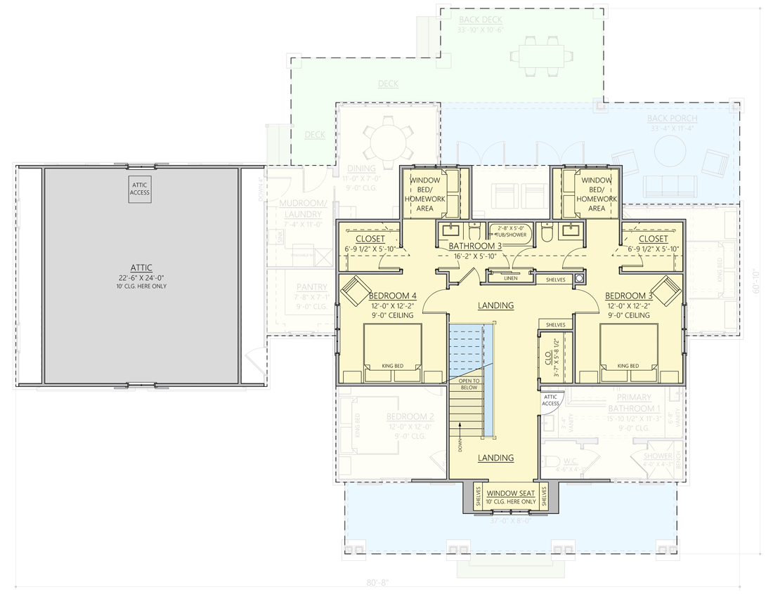 Plan 865012SHW: Modern Farmhouse Plan with 2 Beds Down and 2 Beds Up and an Attached Garage - Floor Plan - 2nd Floor - Cottage, Country, Farmhouse, Modern Farmhouse, New American, Traditional