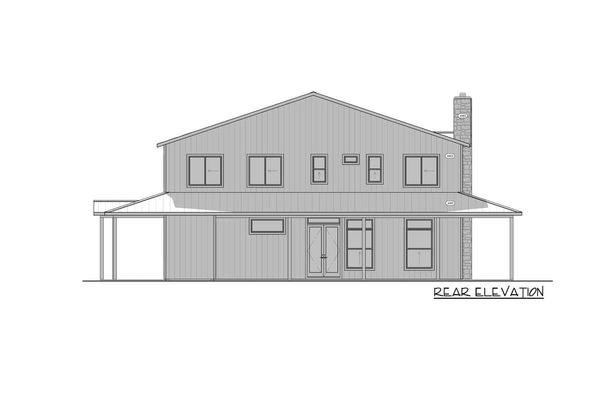 Plan 400002FTY: Pole Building with 8'-deep Wraparound Porch - Image #21 - Barndominium, Country, Mountain