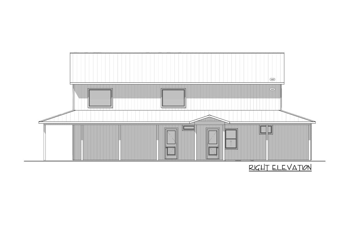 Plan 400002FTY: Pole Building with 8'-deep Wraparound Porch - Image #22 - Barndominium, Country, Mountain