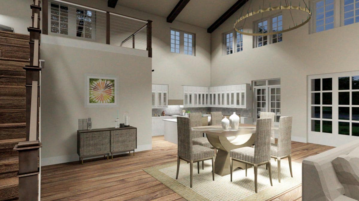 Plan 400002FTY: Pole Building with 8'-deep Wraparound Porch - Image #7 - Barndominium, Country, Mountain