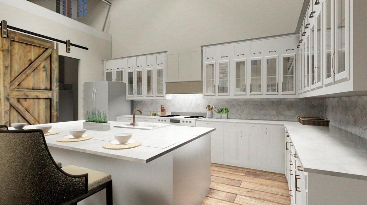 Plan 400002FTY: Pole Building with 8'-deep Wraparound Porch - Image #8 - Barndominium, Country, Mountain