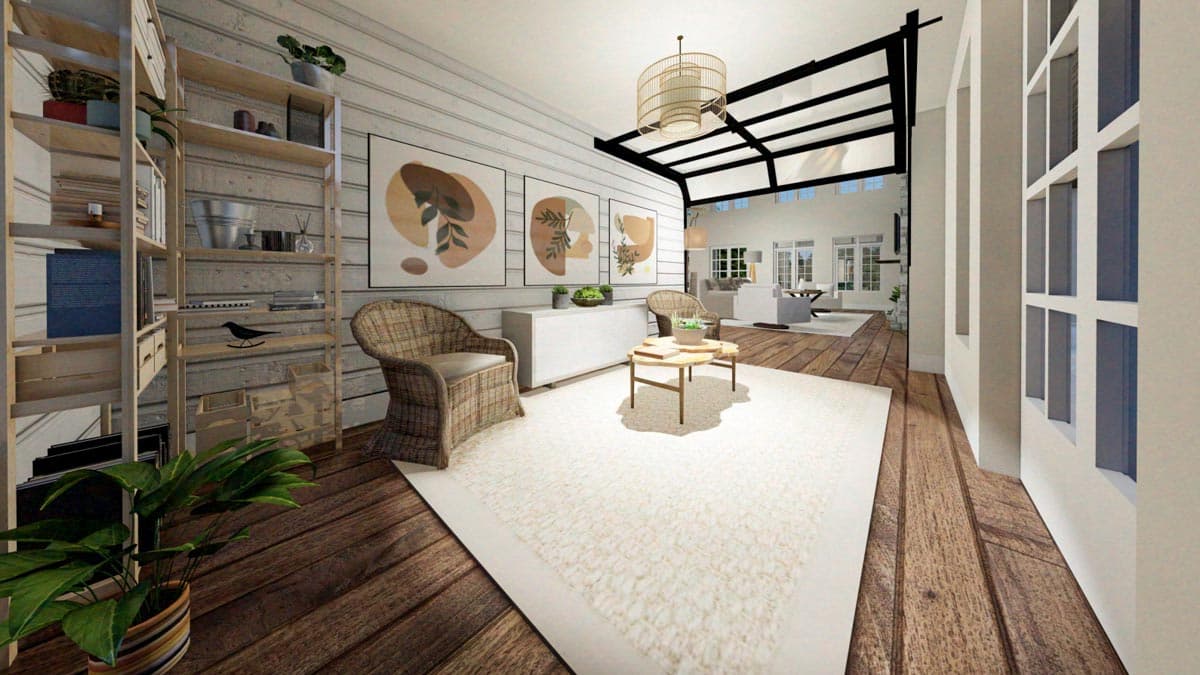 Plan 400002FTY: Pole Building with 8'-deep Wraparound Porch - Image #11 - Barndominium, Country, Mountain