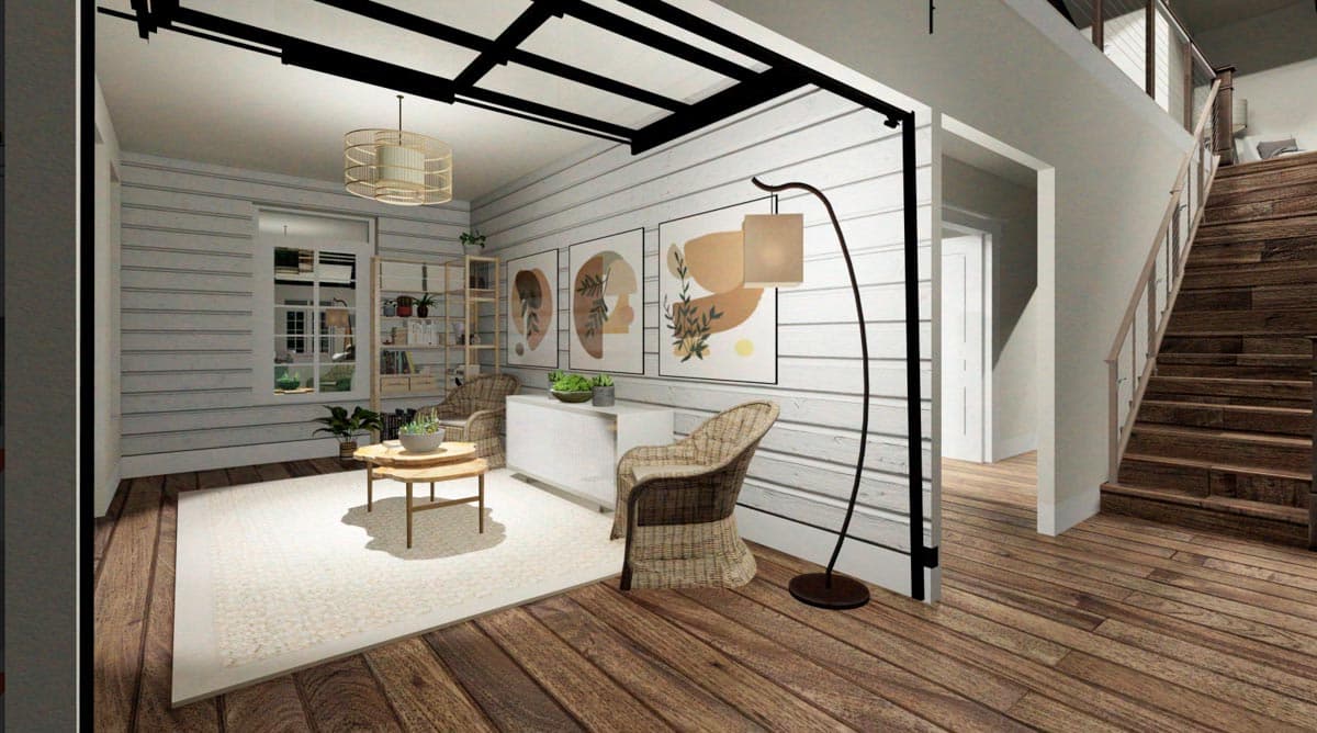 Plan 400002FTY: Pole Building with 8'-deep Wraparound Porch - Image #10 - Barndominium, Country, Mountain