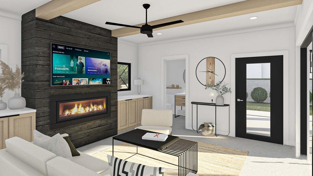 Plan 623073DJ: Attractive Pool House with Large Covered Porch and a Fireplace - Image #5 - Country, New American, Traditional