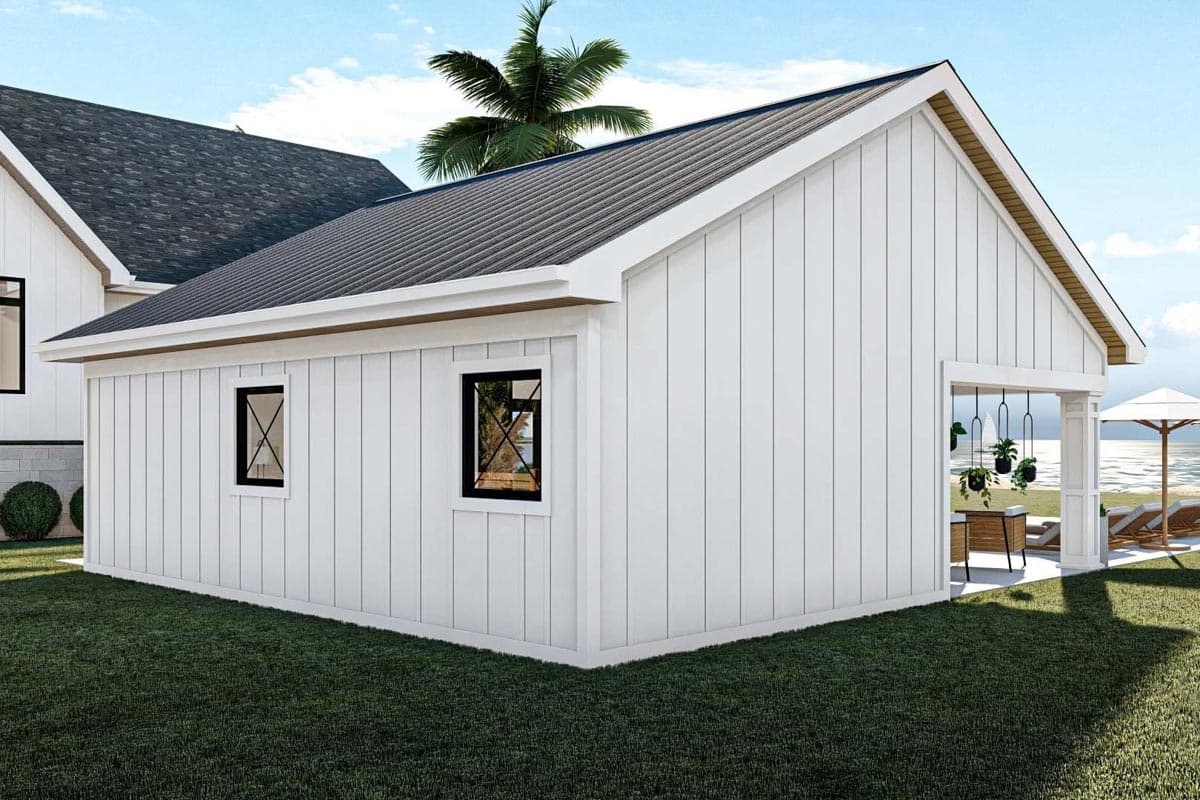 Plan 623073DJ: Attractive Pool House with Large Covered Porch and a Fireplace - Image #6 - Country, New American, Traditional