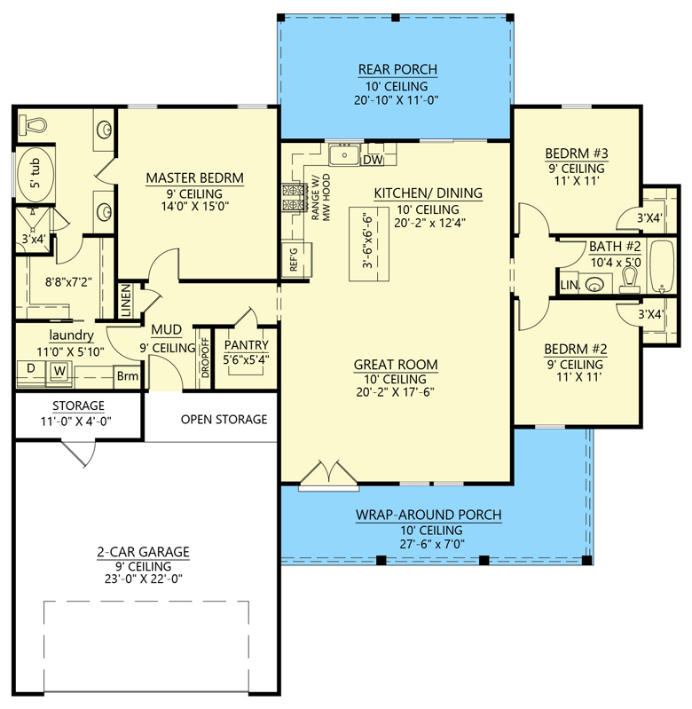 Plan 56515SM: 1600 Square Foot Modern Farmhouse with Split Bedroom Layout - Floor Plan - Main Level - Country, Farmhouse, Modern Farmhouse