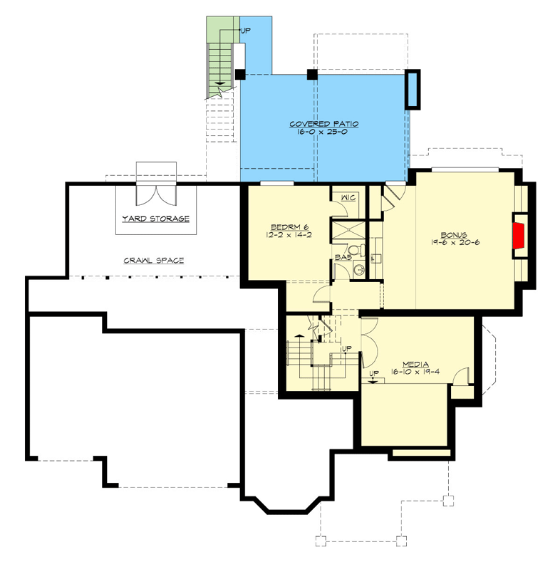 Plan 23033JD: Craftsman Dream Home Plan Designed for a Rear Sloping Lot - Floor Plan - Lower Level - Craftsman, New American, Northwest, Shingle