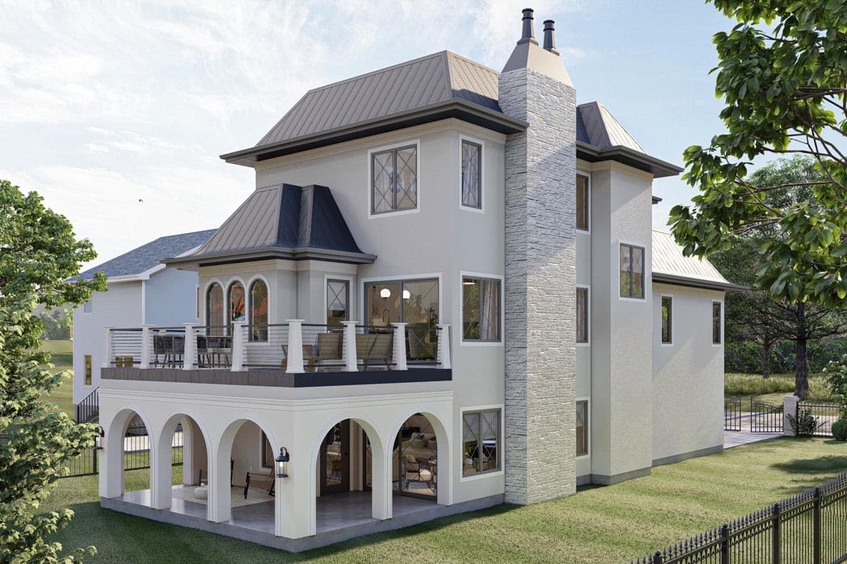 Plan 623074DJ: 3 Story 25' Wide French County Style House Plan with Elevator - Image #5 - European, French Country
