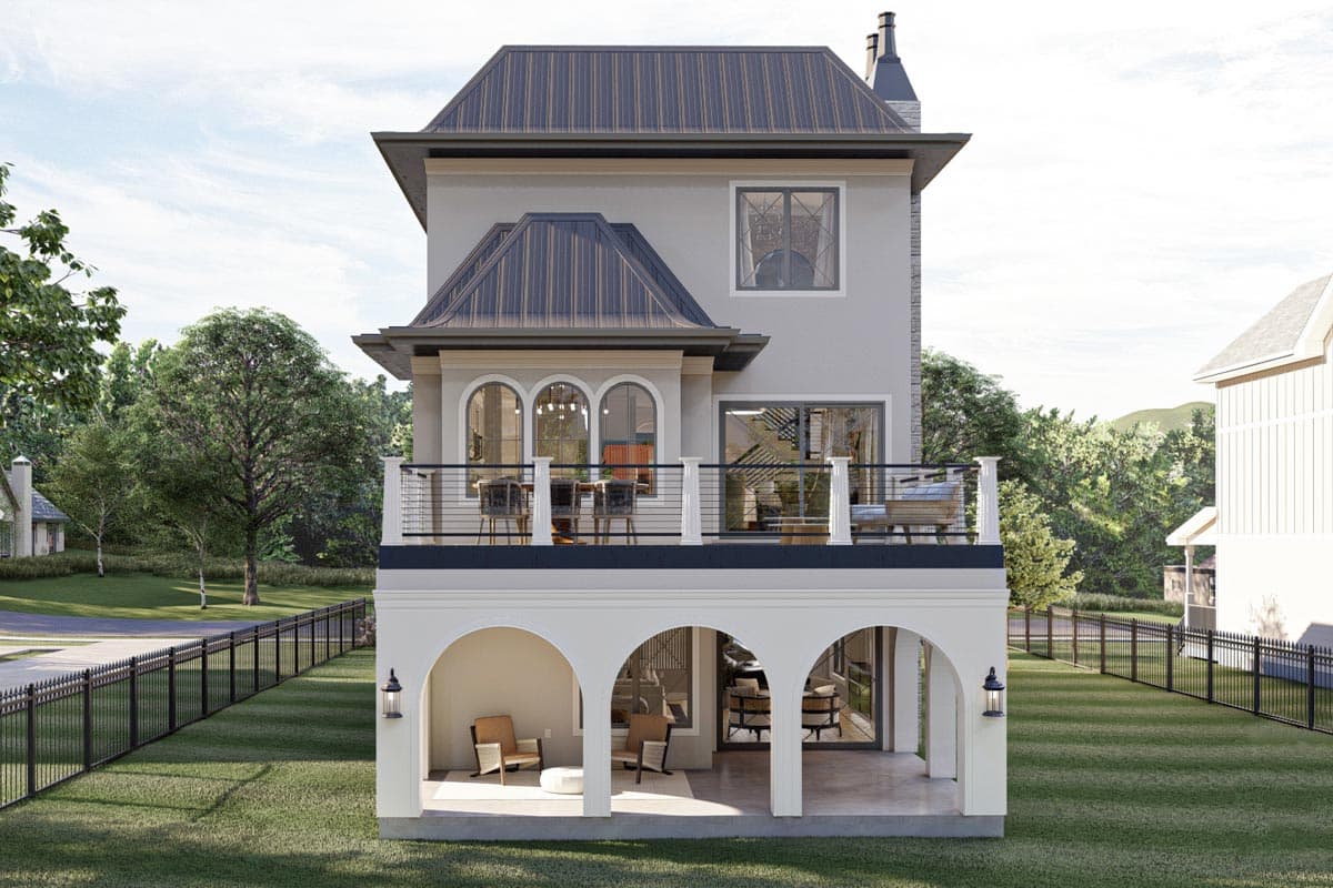 Plan 623074DJ: 3 Story 25' Wide French County Style House Plan with Elevator - Image #6 - European, French Country