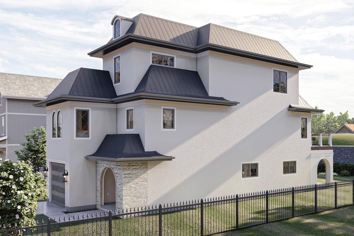 Plan 623074DJ: 3 Story 25' Wide French County Style House Plan with Elevator - Image #7 - European, French Country
