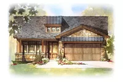 C-Shaped Rustic Craftsman House Plan with Courtyard